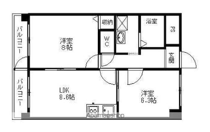 ハイツエクセルⅤ番館[2DK/52.2m2]の間取図