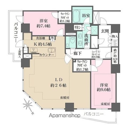 ザ・パークハウス三田ガーデン　タワー棟[2LDK/113.49m2]の間取図