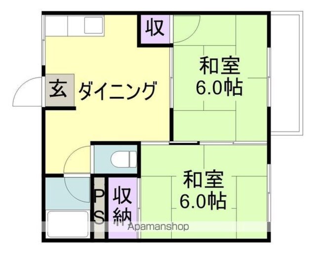 フォーブルさち[2DK/36.72m2]の間取図