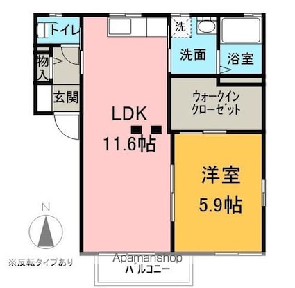 ディアスブリランテ[1LDK/43.54m2]の間取図