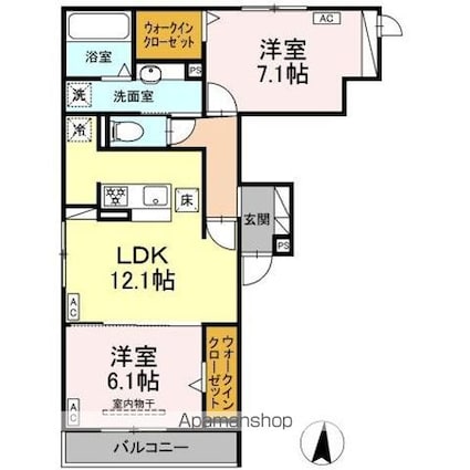 ｎａｃｏーｒｕ（ナコール）[2LDK/63.8m2]の間取図