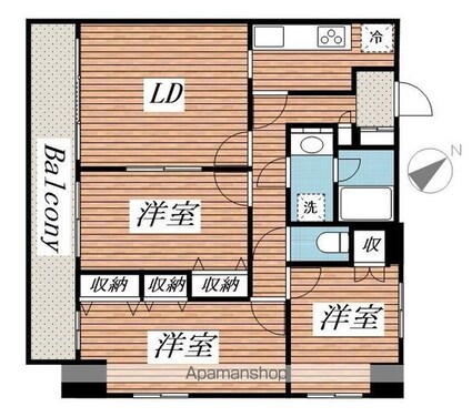メゾン・ド・ヴィレ白金台[3LDK/77m2]の間取図