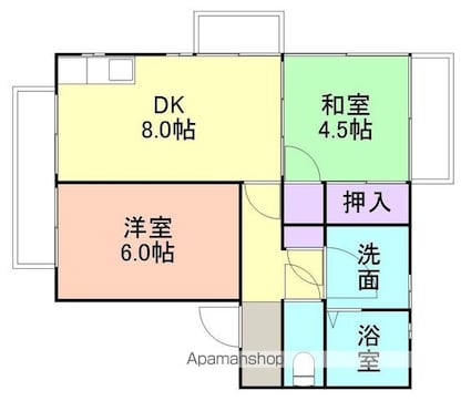 和歌山県和歌山市三葛[2DK/46.78m2]の間取図