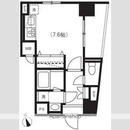 フォレストヒルズ立川[1R/25.28m2]の間取図