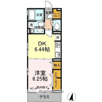 ロード花みずき[1DK/33.61m2]の間取図
