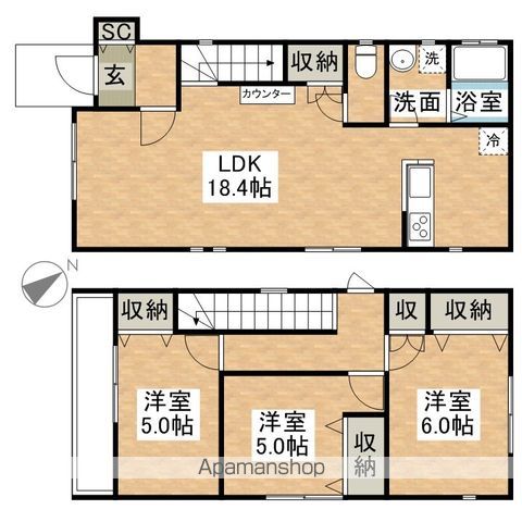 香椎線 伊賀駅 徒歩16分 2階建 築10年の間取り写真