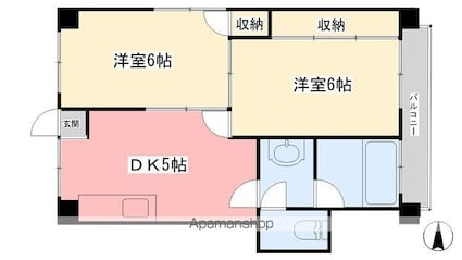 アザミハイツ松山[2DK/37.5m2]の間取図