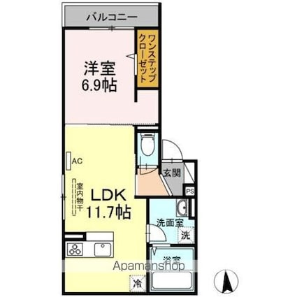 フレッチェ・ボスコ　ＶＩ（６）[1LDK/44.02m2]の間取図