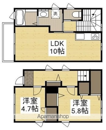 岡山県倉敷市白楽町[2LDK/68m2]の間取図