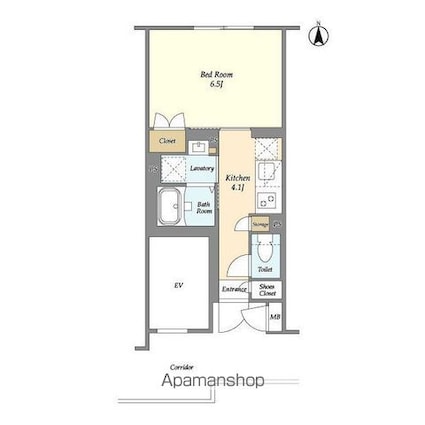ラクラス中野南台[1K/25.62m2]の間取図