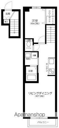 ルーク高井戸[1LDK/38.19m2]の間取図