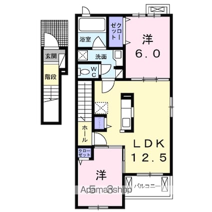 Ｓ・Ｓ　スタディ[2LDK/57.32m2]の間取図