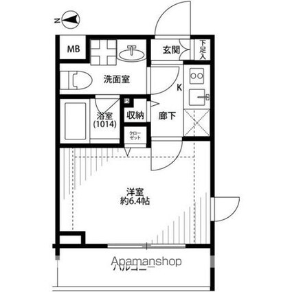 プレール・ドゥーク上高井戸[1K/21.5m2]の間取図