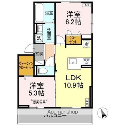 Ｔｉａｒｅ　Ｍａｎｂａｉ[2LDK/52.54m2]の間取図