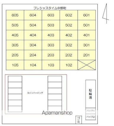 プレシャスタイム中野町[1K/25.08m2]の配置図
