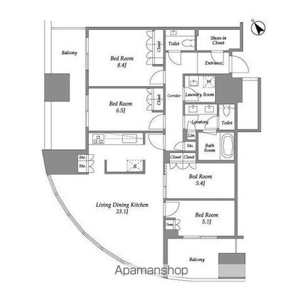 麻布台ヒルズレジデンスＢ[4LDK/117.12m2]の間取図