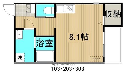 スリーズ霞町[1R/25.95m2]の間取図