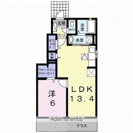 フィオーレ太田Ⅱ[1LDK/45.47m2]の間取図