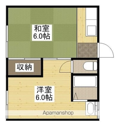 グリーンハイツ美の里[2K/30.5m2]の間取図