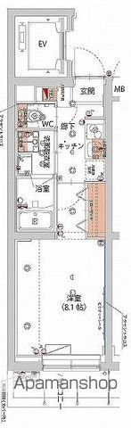 新宿区北新宿のマンションの間取り