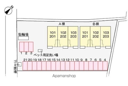 ヒーリング　Ａ・Ｂ[2LDK/54.13m2]の配置図