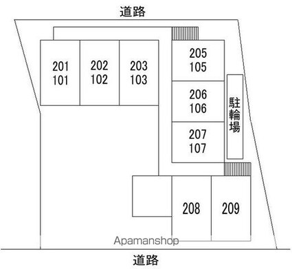 東京都小金井市緑町４丁目[1K/22.35m2]の配置図