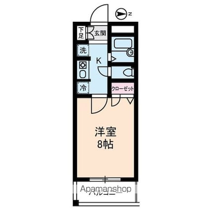 東京都杉並区上高井戸２丁目[1K/25.51m2]の間取図