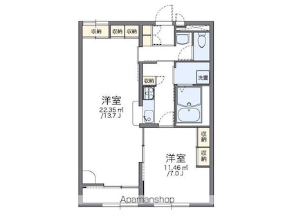 レオパレスル　シェルＢ[1LDK/48.44m2]の間取図