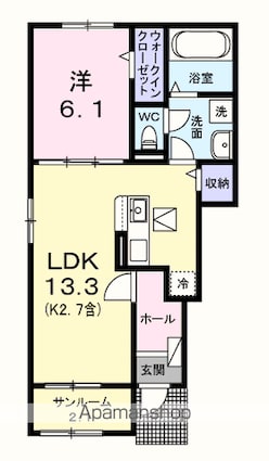 エール　ドゥ[1LDK/50.01m2]の間取図