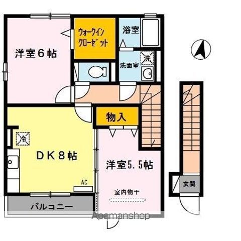 ＤーＲＯＯＭ秋月　Ｃ棟 C208 ｜ 和歌山県和歌山市秋月162-1（賃貸アパート2DK・2階・54.08㎡） その2