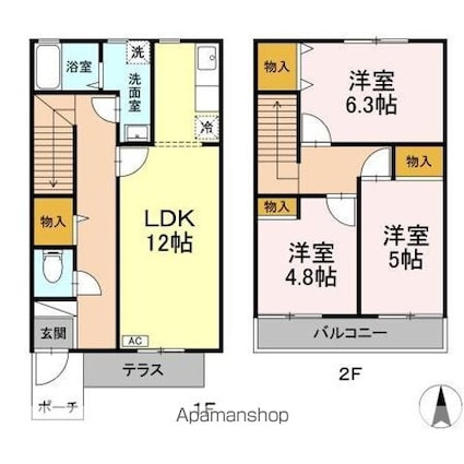 グレイス・パル国立[3LDK/75.95m2]の間取図