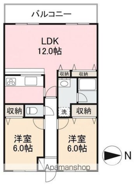ラコンテⅡ[2LDK/66.65m2]の間取図