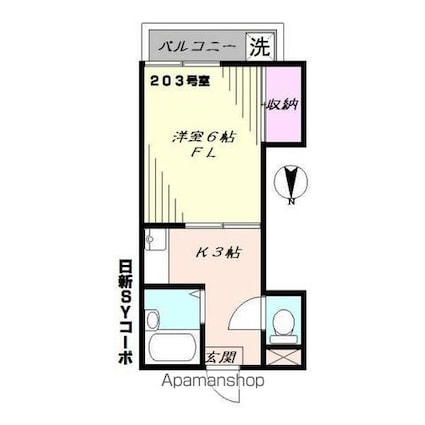 日新ＳＹコーポ[1K/23m2]の間取図