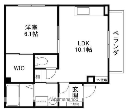 ＲＦマンション大戌亥１号館[1LDK/42.5m2]の間取図