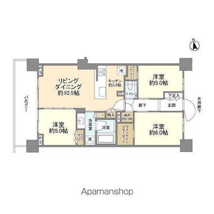 シティテラス杉並方南町サウス[3LDK/67.08m2]の間取図