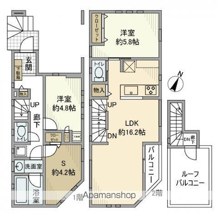 野方戸建[2SLDK/73.92m2]の間取図