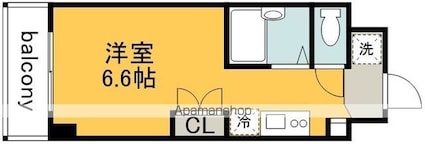グリーンテラス国領[1R/19.7m2]の間取図