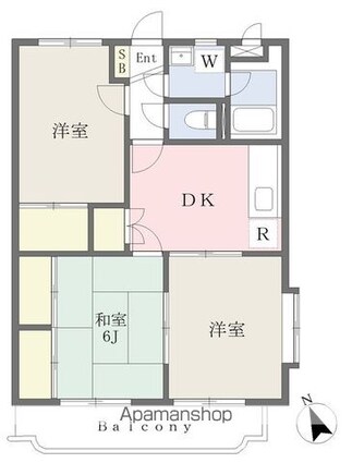 ユーミーＡＯＫＩ　Ａ棟[3DK/56.85m2]の間取図