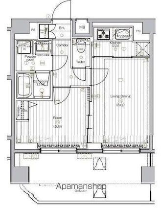 プレミアムキューブＧ北新宿[2K/40.92m2]の間取図
