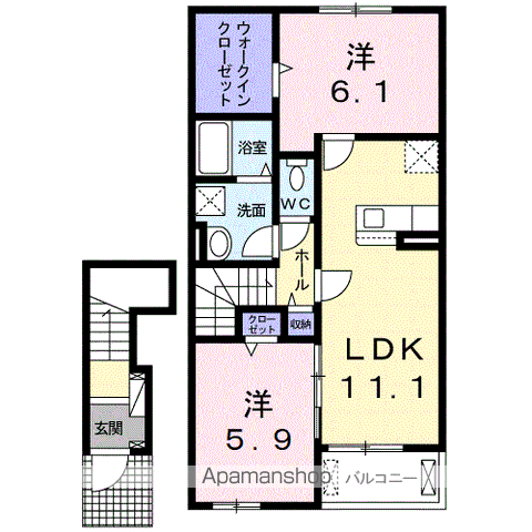 【有田郡有田川町大字垣倉のアパートの間取り】