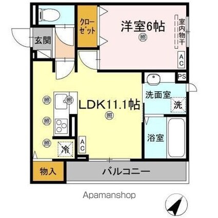 リエートパーク[1LDK/42.45m2]の間取図