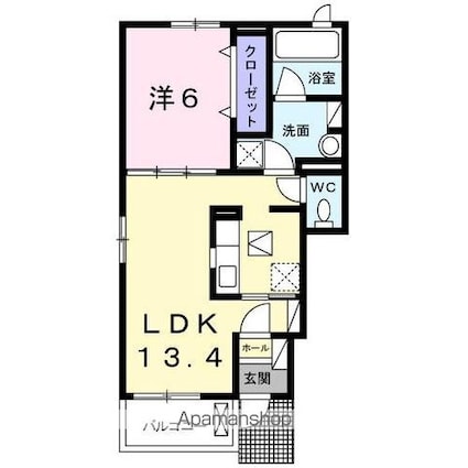 ブルースターＣ[1LDK/45.09m2]の間取図