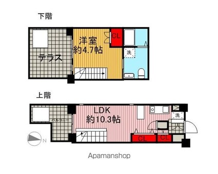 サンピエス桜新町[1K/25.18m2]の配置図