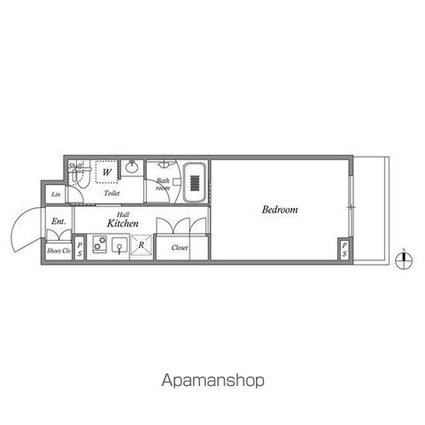 レジデンス新宿中落合スクエア[1K/25.51m2]の間取図