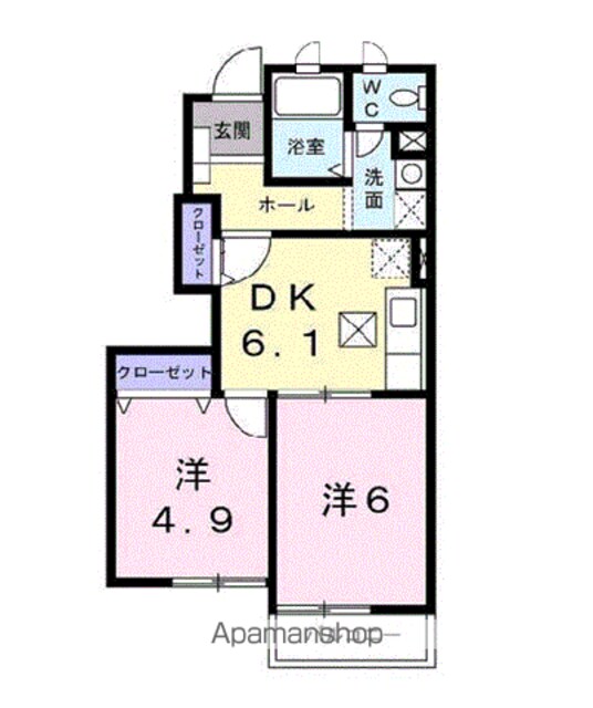 ノエル壱番館[2DK/40.45m2]の間取図
