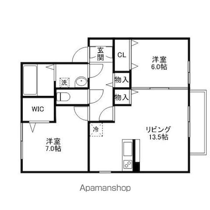 滋賀県犬上郡多賀町大字久徳[2LDK/61.8m2]の間取図