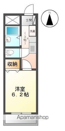 リリーベル[1K/21.4m2]の間取図