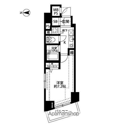 ヴェルト五反田イースト[1K/24.38m2]の間取図