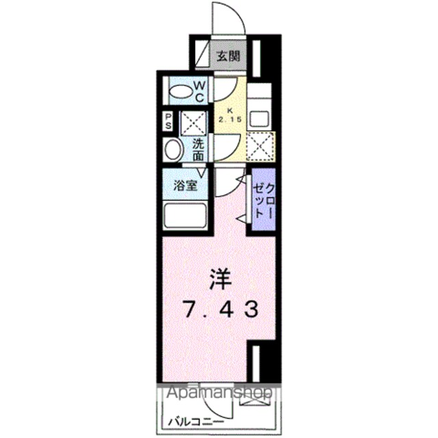 プラーサート　南観音[1K/26.08m2]の間取図