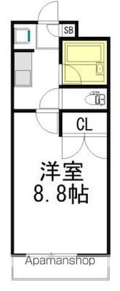 グランドゥールエムワン[1K/26.1m2]の間取図